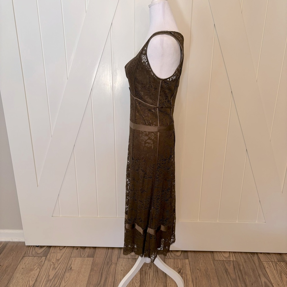 DKNY designer chocolate brown lace and camisole dress size: 4 - Picture 3 of 8